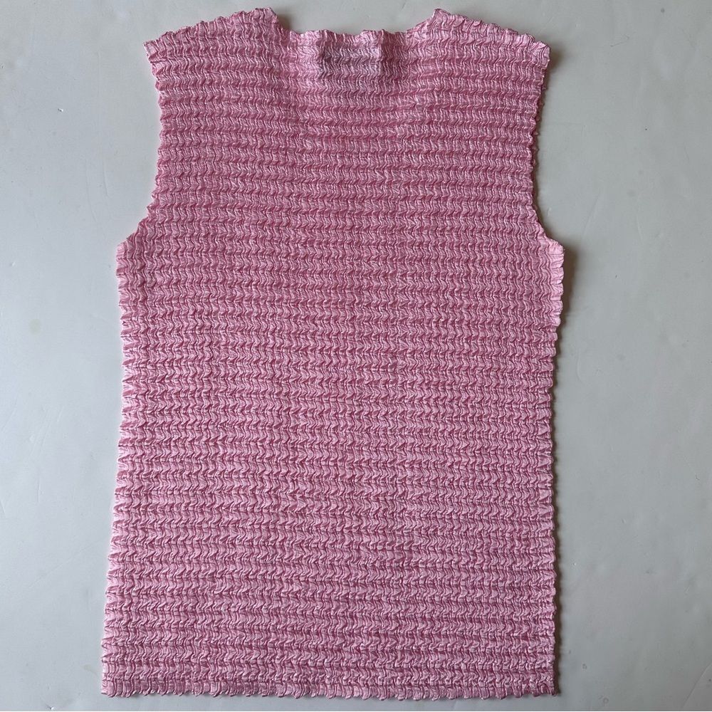 Vintage Dress Barn Womens Tank Top Large Pink Crinkle‎ Stretch Fairy Grunge Y2K - Picture 3 of 7